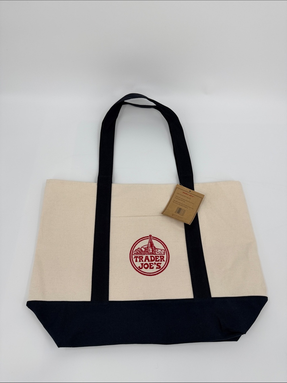 Trader Joe's Canvas Large Tote Bag in Natural and Black